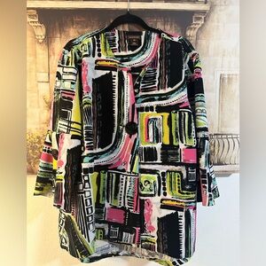 💓Multiples Black Multicolor Abstract Print Top💓